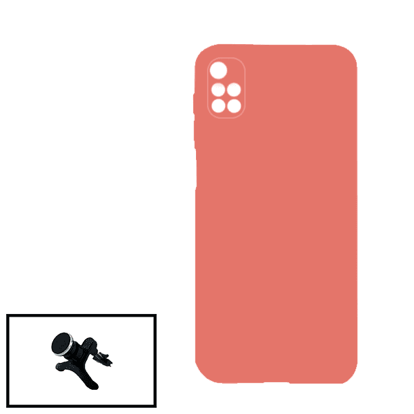 Kit Suporte Magnético Reforçado de Carro + Capa Silicone Líquido para Xiaomi Redmi 10 Prime - Rosa