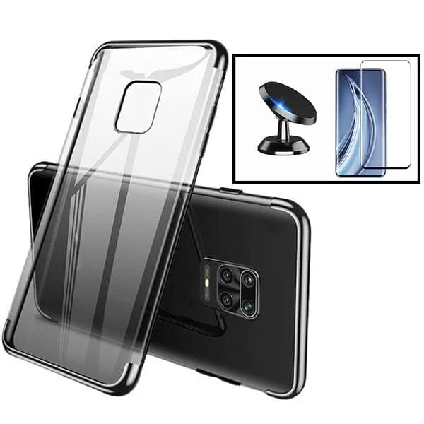 Kit Vidro Premium Full Cover + Capa SlimArmor + Suporte Magnético de Carro para Xiaomi Redmi Note 10 Lite - Preto