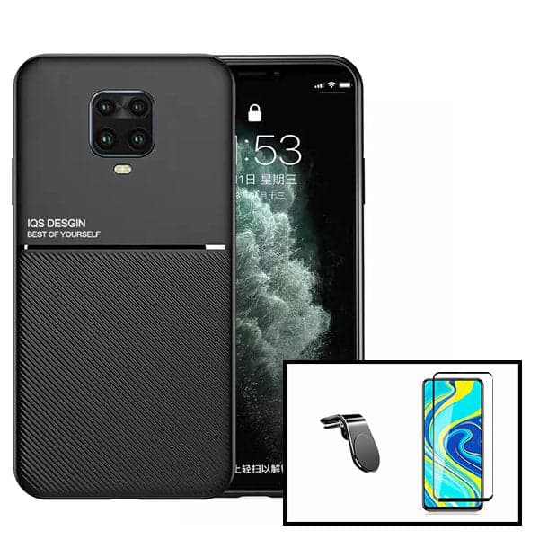 Kit Capa Magnetic Lux + 5D Full Cover + Suporte Magnético L Safe Driving para Xiaomi Redmi Note 10 Lite