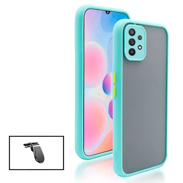 Kit Capa Anti Choque Camera Protection + Suporte Magnético L Safe Driving Carro para Samsung Galaxy A32 5G - Azul Claro