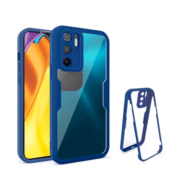 Capa Anti-Crash 360 Protection á Prova de Choque Frente e Verso para Xiaomi Poco X3 - Azul Escuro