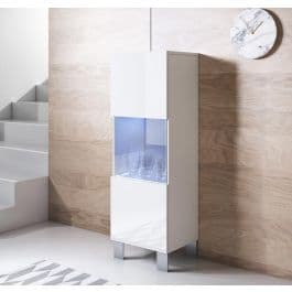 Vitrine modelo Luke V3 (40x138cm) cor branca com pés de alumínio