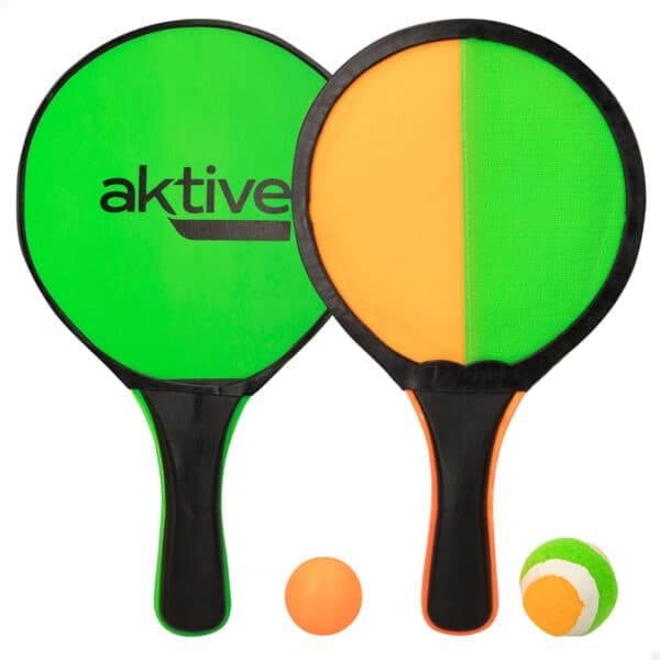 Conjunto Raquetes Praia Dupla Face Velcro-Normal e Duas Bolas Fluorescente Aktive