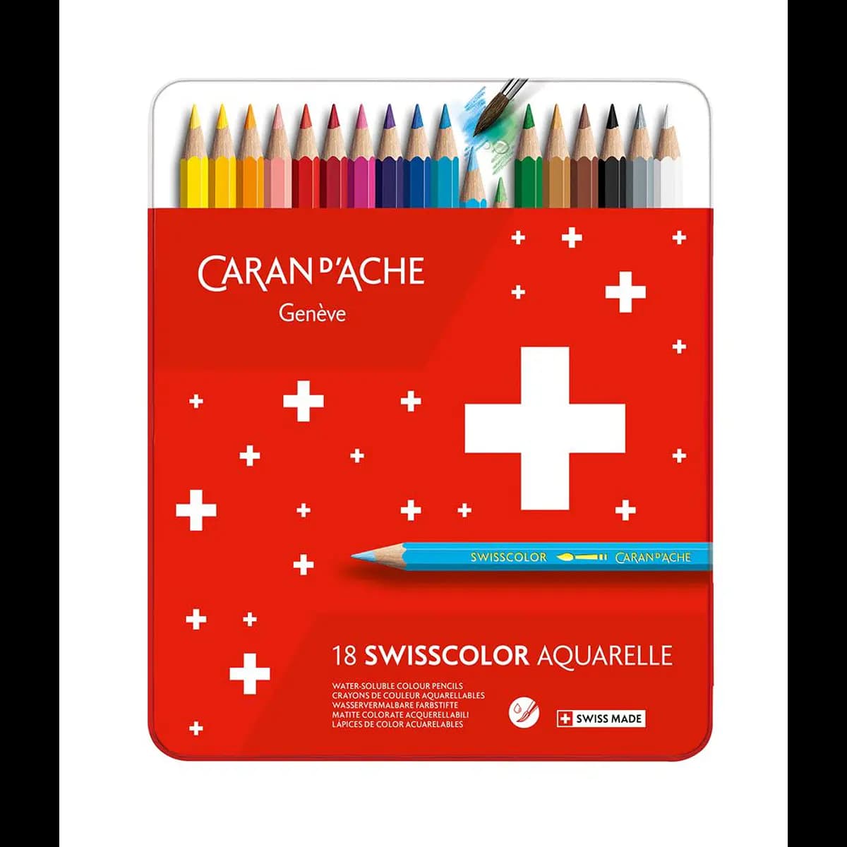 Caran d'Ache Lápis Cor Aguareláveis Caixa Metálica 18 un.