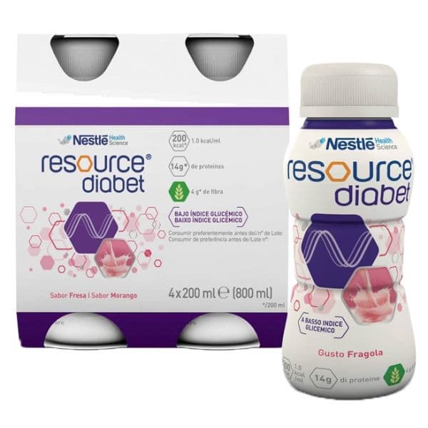 Nestlé Resource Diabetic Solução Oral Morango 4x200ml