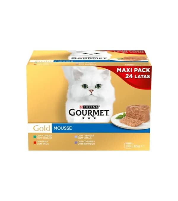 Ração Húmida Purina Gourmet Gold Mousse Multipack Carnes 24x 85g