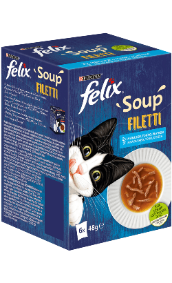 Ração Húmida FELIX Comida Húmida Gato Soup Filetti Peixes 6x48g