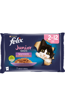 Felix Junior Fantastic 4x85gr Ração Húmida para Gato - Campet