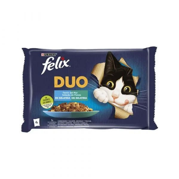 Ração Húmida Purina Felix Fantastic Duo Peixe 4x85gr