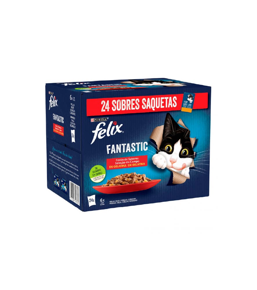 Ração Húmida FELIX Comida Húmida Gato Fantastic Carne 24x85g