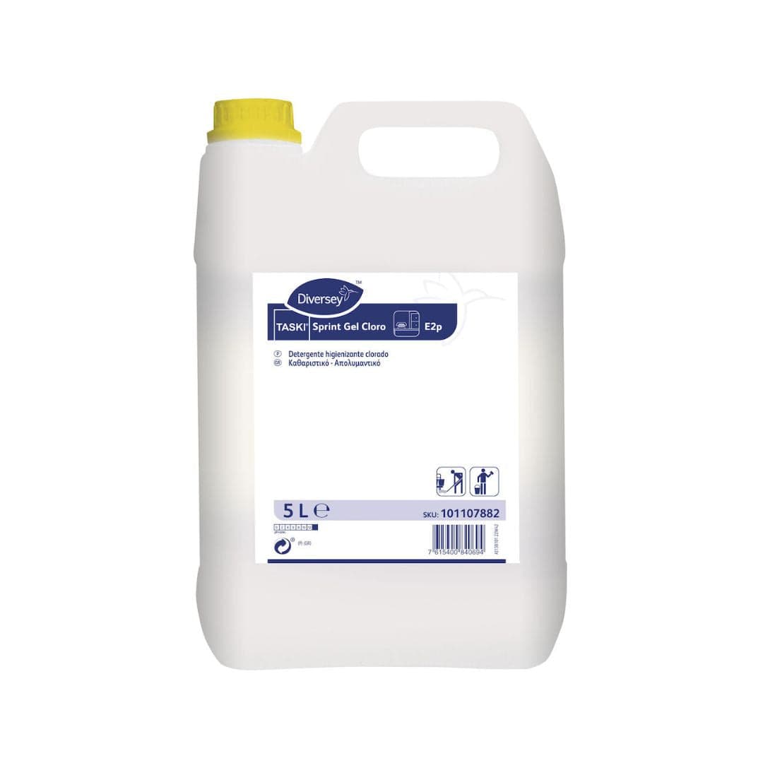 Diversey Taski Sprint Gel Cloro – Detergente Higienizante Clorado em Gel para Superfícies Duras 5L