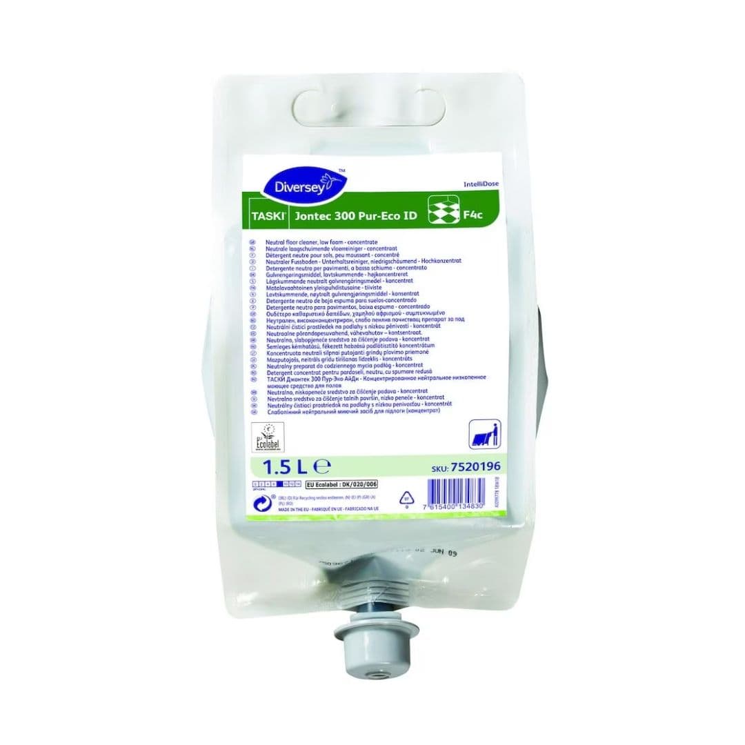 TASKI Jontec 300 ID F4c – Detergente Neutro para Pavimentos com IntelliDose e Baixo Teor de Espuma 1,5Lts