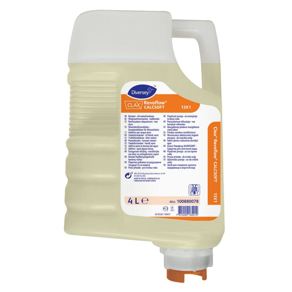 Diversey Clax Revoflow CALCSOFT – Aditivo Sequestrante para Lavandaria Profissional em Águas Duras 4L