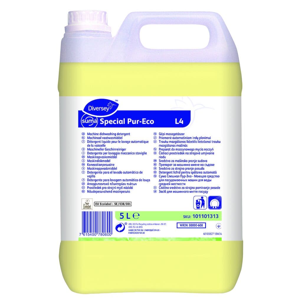 Diversey Suma Special Pur-Eco L4 – Detergente Ecológico para Máquinas de Lavar Louça em Águas Médias-5L