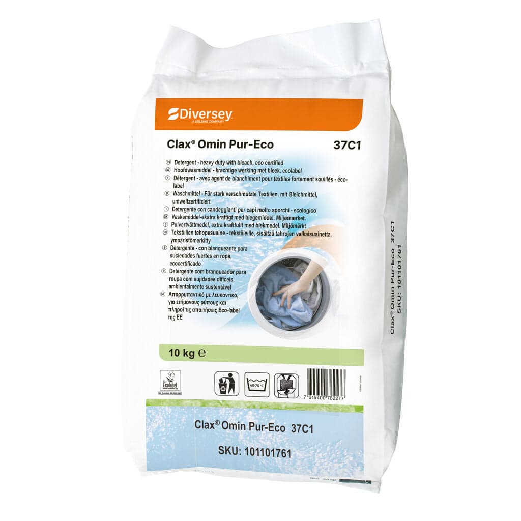 Diversey Clax Omin Pur-Eco 37C1 – Detergente Sólido Ecológico para Roupa Branca e de Cor 10kg
