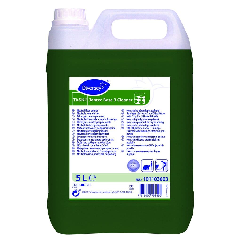 Diversey TASKI Jontec Base 3 Cleaner – Detergente Neutro para Pavimentos Resistentes à Água 5L
