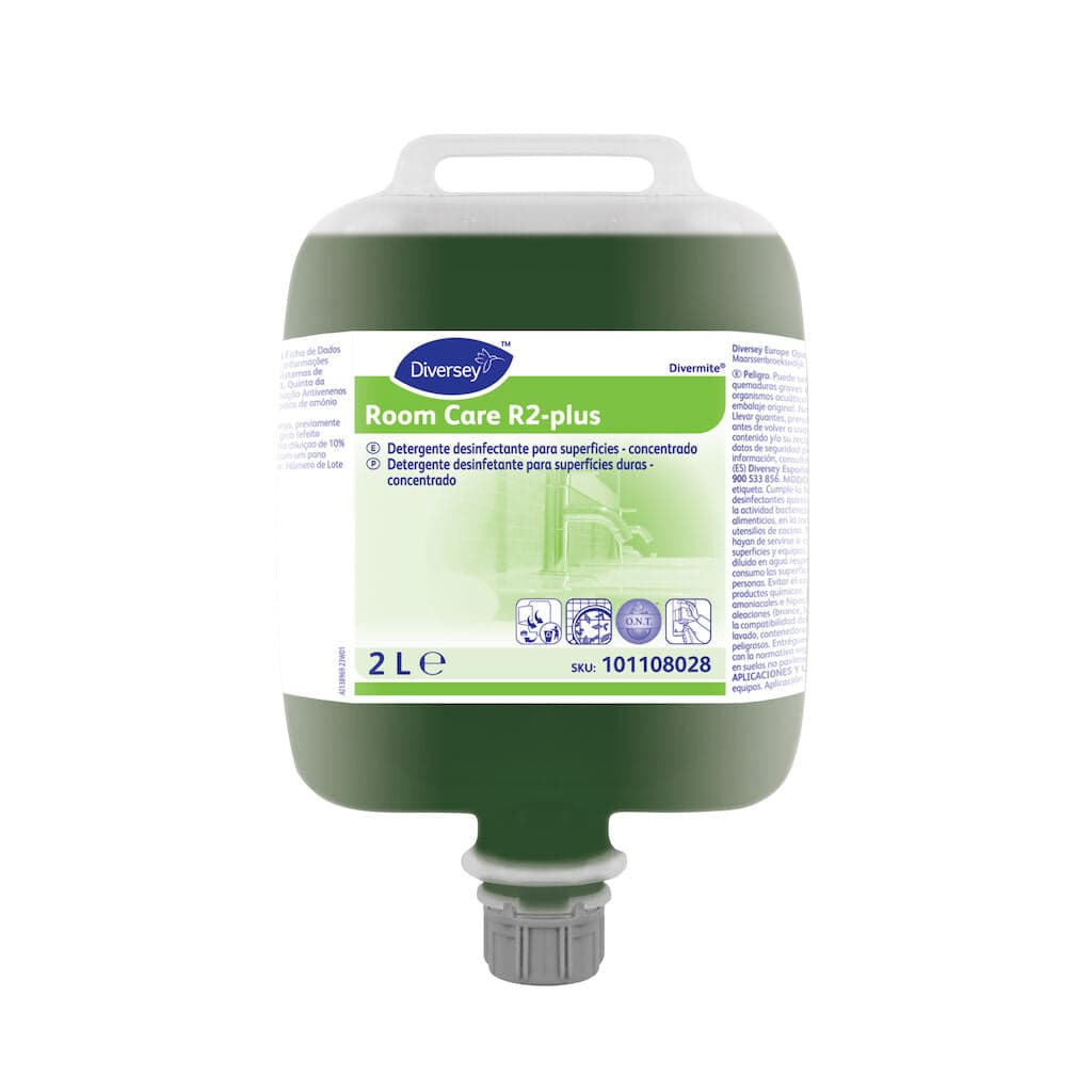 R2-plus - Diversey Room Care R2-plus – Detergente Desinfetante Concentrado para Superfícies Duras 2L