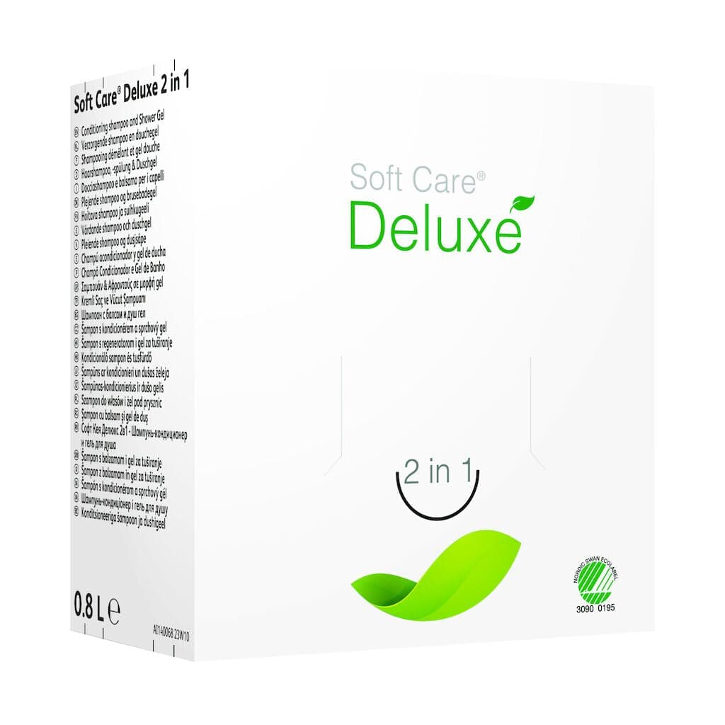 Diversey Soft Care Deluxe 2 in 1 – Champô e Gel de Banho Ecológico para Hotéis, SPAs e Balneários