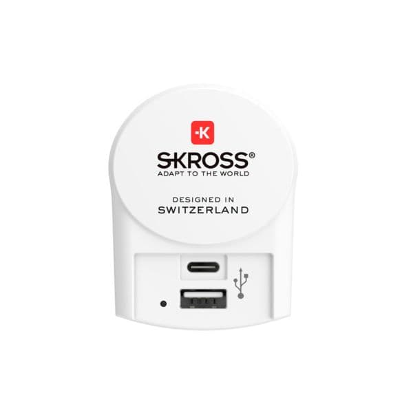 Skross Adaptador EUROUSBC para Europa com 1 USB e 1 USB-C, White