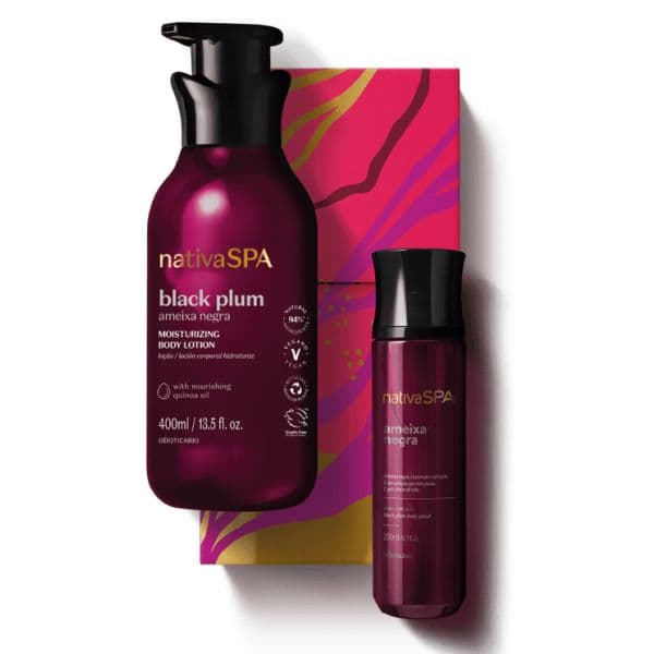 O Boticário Nativa SPA Ameixa Negra: Loção Corporal Hidratante 400ml + Body Splash 200ml Coffret