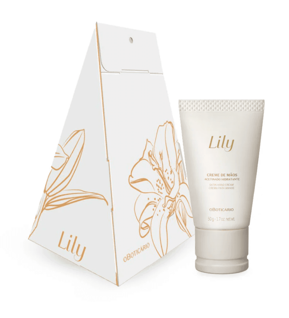 KIT LILY MINI, Creme de Mãos Acetinado Hidratante Lily, 50g, Embalagem de Natal