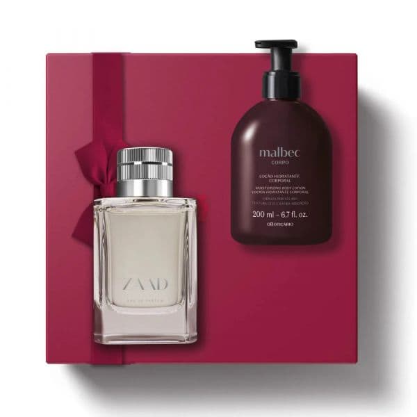 O Boticário Kit de Dia do Amor Zaad Man Eau de Parfum 95ml + Loção Hidratante Corporal Malbec 200ml Coffret