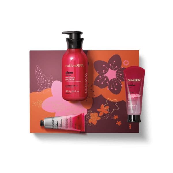 O Boticário Nativa Spa Ameixa Loção Hidratante 400ml + Sabonete Líquido 200ml + Creme de Mãos 75g Coffret