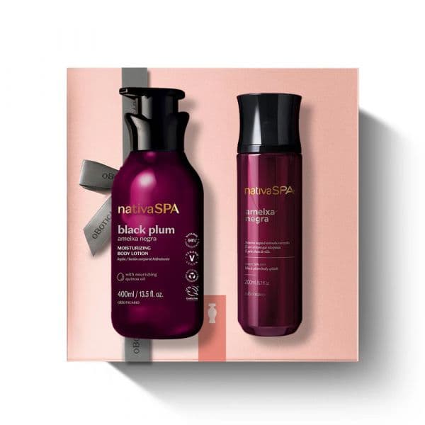 O Boticário Body Splash Nativa Spa Ameixa Negra 200ml + Loção Hidratante Corporal Nativa Spa Ameixa Negra 400ml Coffret (Original)