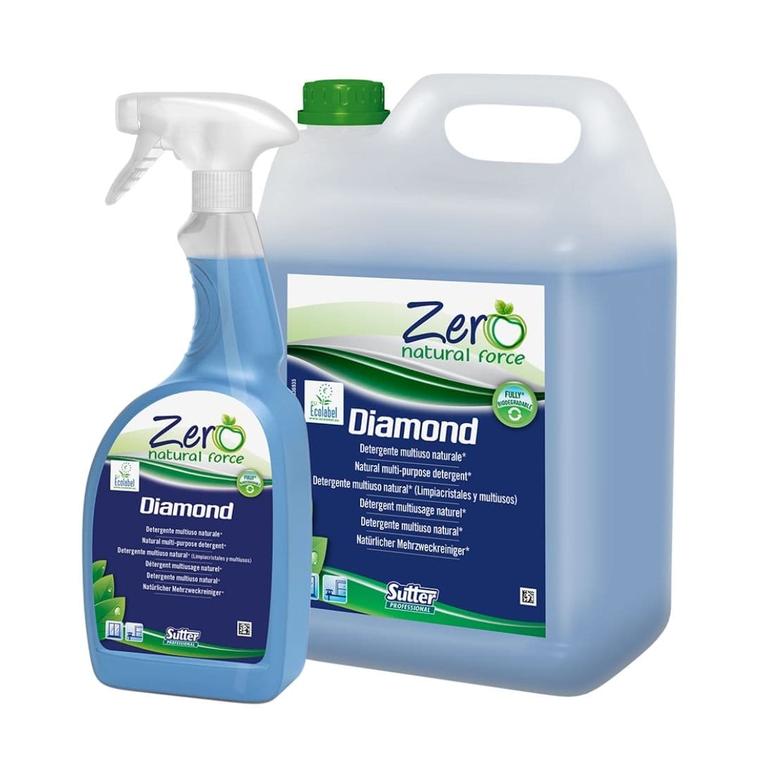Sutter DIAMOND – Detergente natural Ecolabel multiúsos para vidros, espelhos e superfícies laváveis com fragrância a vinagre de maçã