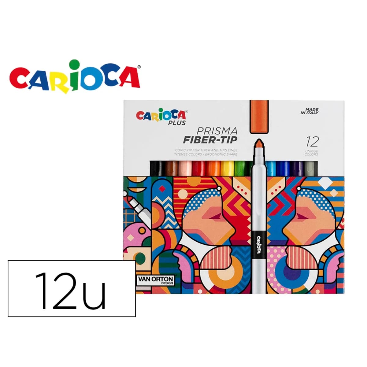 MARCADOR CARIOCA PLUS PRISMA FIBER-TIP DE PONTA DE FIBRA CAIXA DE 12 UNIDADES CORES SORTIDAS
