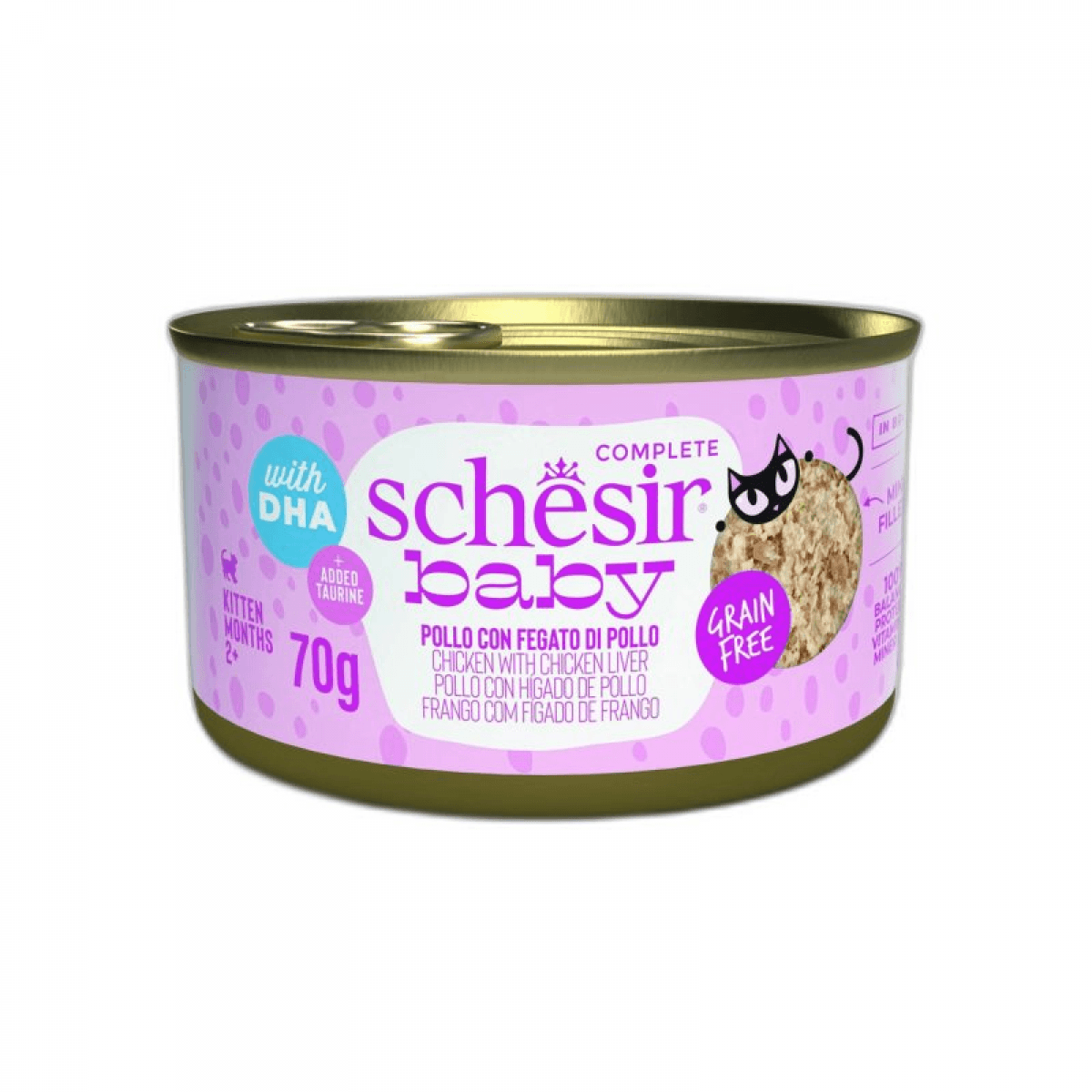 Ração Húmida Schesir Baby Complete Frango e Fígado 70g