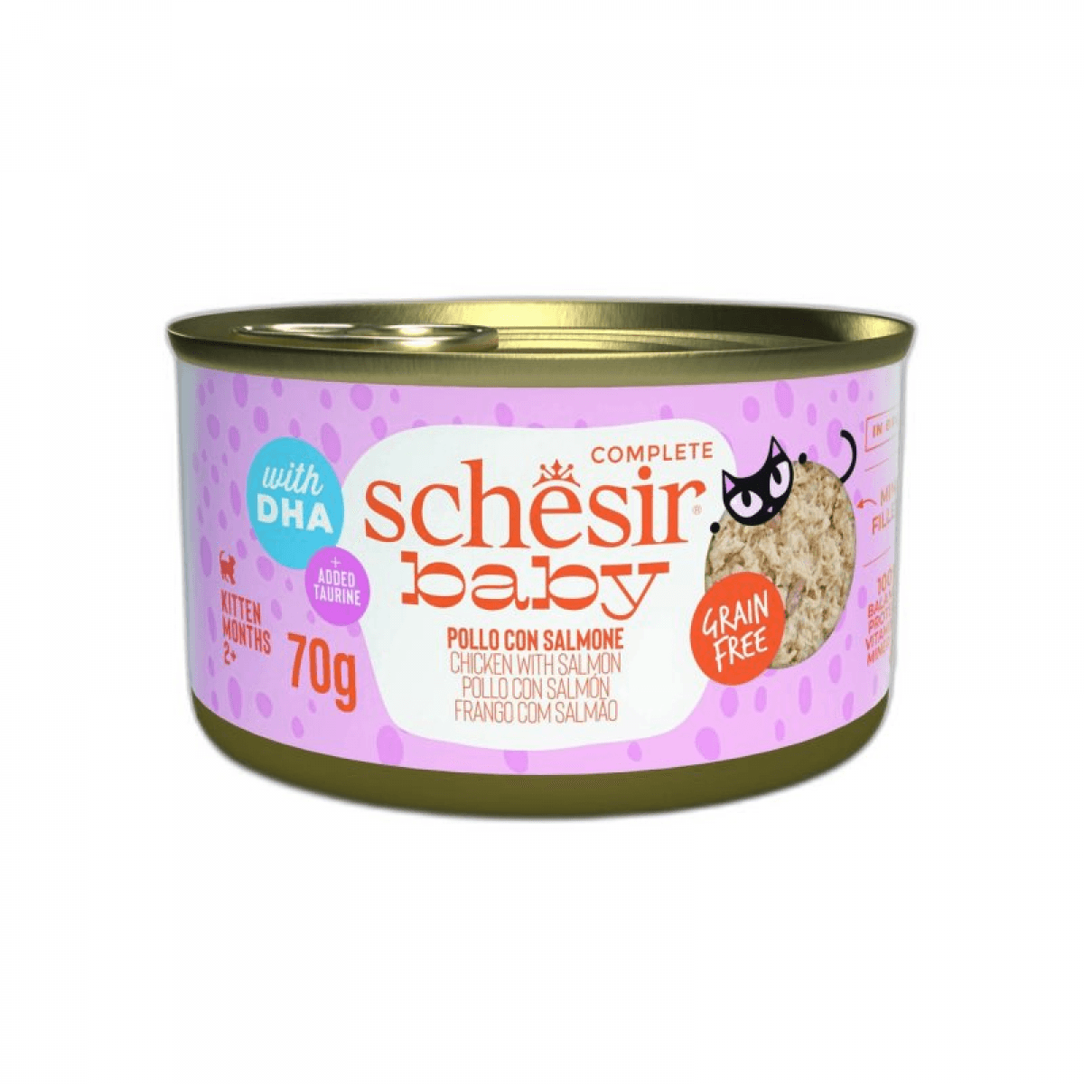 Ração Húmida Schesir Baby Complete Frango e Salmão 70g