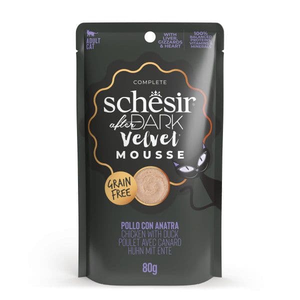 Ração Húmida Schesir After Dark Velvet Mousse Frango com Pato 80g