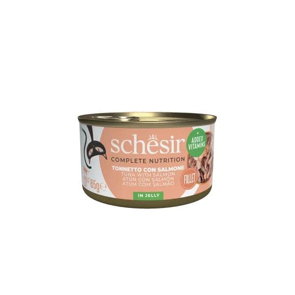 Ração Húmida Schesir Atum com Salmão em Gelatina 85g