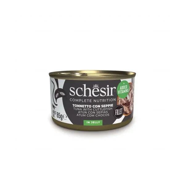 Ração Húmida Schesir Atum e Chocos em Gelatina 85g
