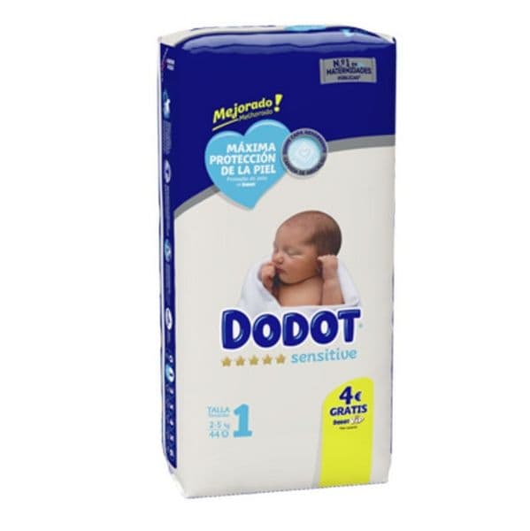 Dodot Fraldas Sensitive T1 (2-5Kg) 44 unidades