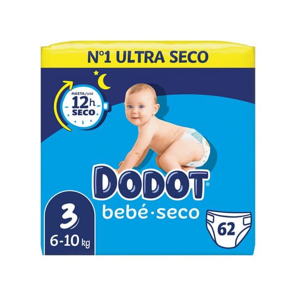 Fraldas Dodot Bebé Seco T3 (6-10Kg) 62 unidades