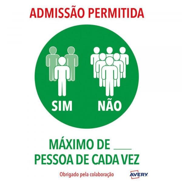 Avery Covid A4 Admissão Permitida