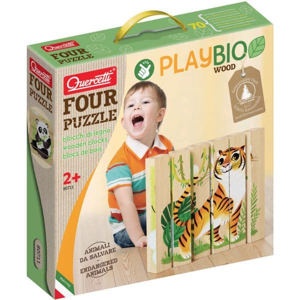Quercetti Playbio Puzzle 4 Animais Selva 6 Peças - QCT80711