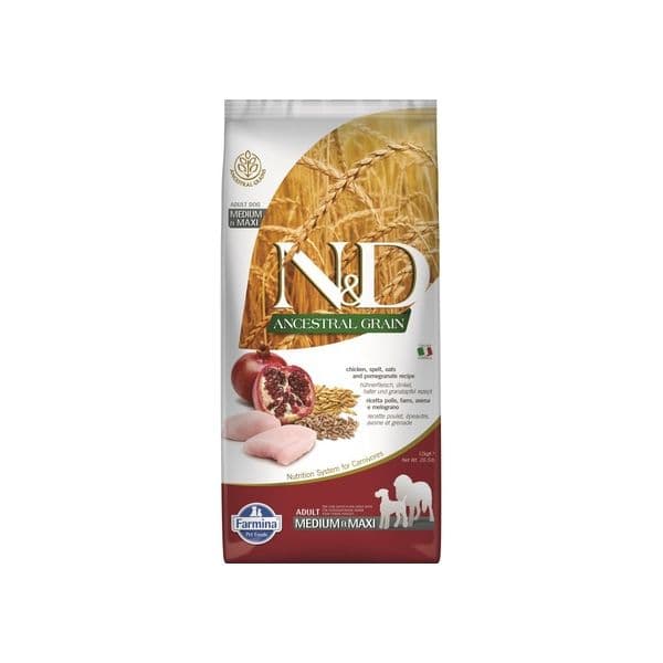 Farmina N&D Ancestral Grain Adulto Medium/maxi Frango & Romã 12Kg