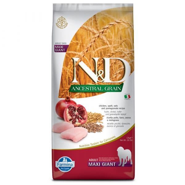 Farmina N&D Ancestral Grain Adulto Maxi Giant Frango & Romã 12Kg