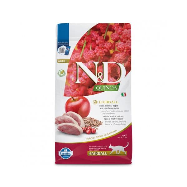 Farmina N&D Quinoa Hairball Pato, Quinoa e Maçã 1.5 kg