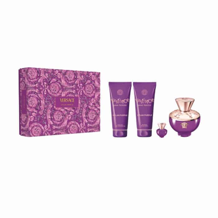 Versace Dylan Purple Eau de Parfum 100ml + Gel de Banho 100ml + Leite Corporal 100ml + Mini Eau de Parfum 5ml Coffret