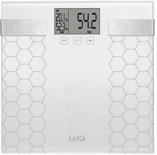 Balança de banho digital com cálculo da composição corporal cor branca 180kg ps5014 laica