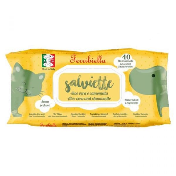 Salviette Toalhitas Aloe Vera e Camomila Clorexidina 40 Toalhitas