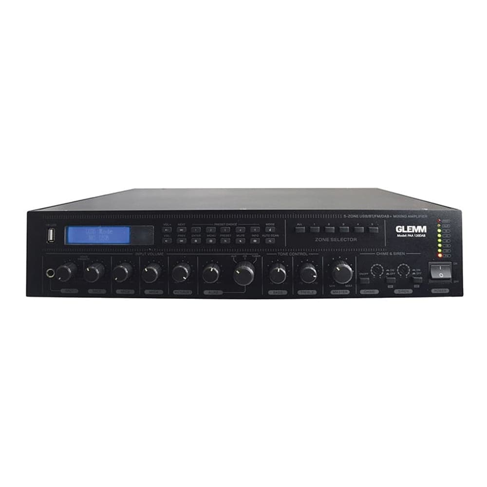 Amplificador Audio de 100V com 120W DAB – 5 Zonas