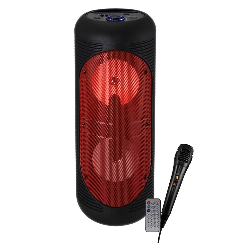Karma Coluna Portátil com 2 Woofers, USB, Bluetooth e 1 Microfone Vermelho - KM-HPS.T252R