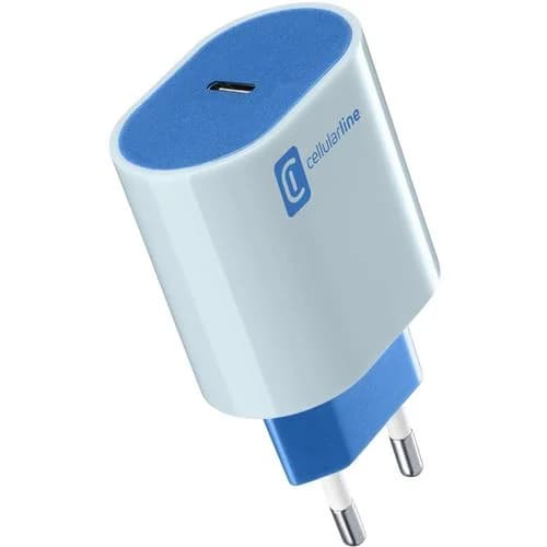 Carregador Cellularline Style Color ACHUSBCSMARTPD20WB USB-C 20W Azul