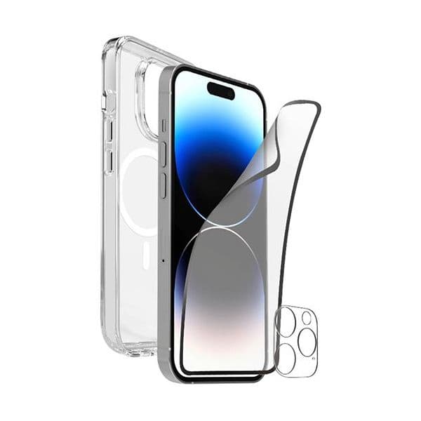 Puro Capa + Película Protetora de Ecrã + Película Lente Câmara para iPhone 15 Plus Clear