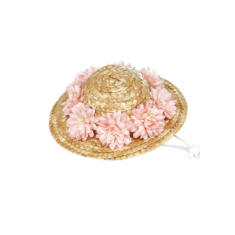 Chapéu para Cão de Palha Floral